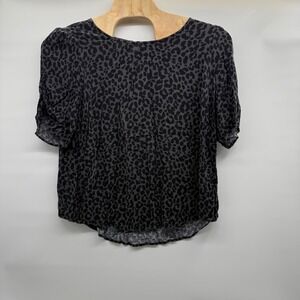 Torrid‎ Womens Plus Size 3 Leopard Print Gray Black Short Sleeve Top Blouse